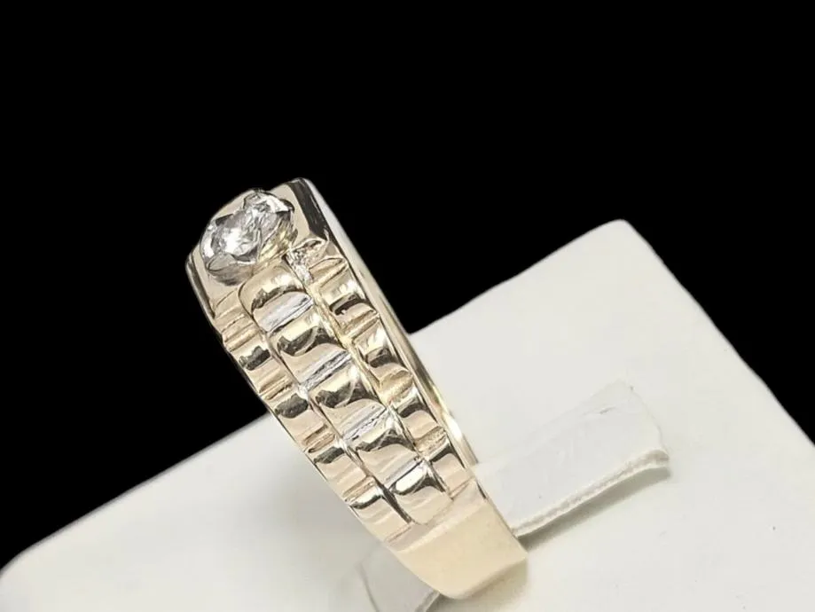 zlatni prsten s dijamantom - 0.25ct -15.26g .585 (14k) / r1, rate !! - slika 3