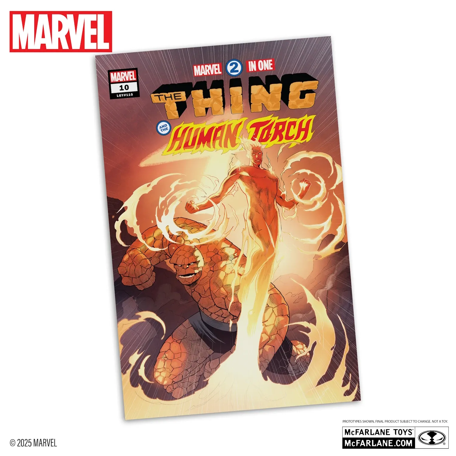 mcfarlane marvel – human torch figura, 29cm + stripmarvel 2-in-one #10 - slika 2