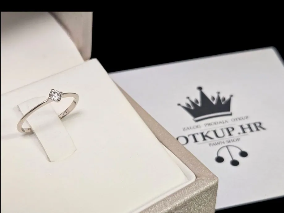 zlatni prsten s dijamantom - 0.10ct - 0,91g .585 (14k) / r1, rate !! - slika 4