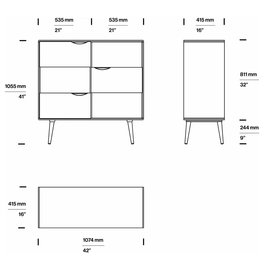komoda primo alta 107.4x81.1cm, materijal: puno drvo hrast - slika 10