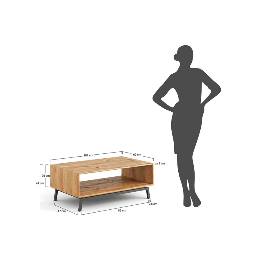 klub stolić modern loft 100,50x60cm, materijal: masivno drvo hrast - slika 10
