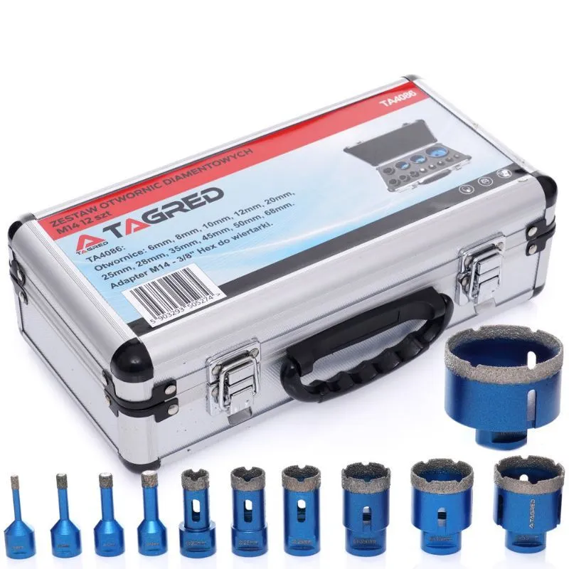Set dijamantnih kruna za keramiku, kamen, pločice 6 - 68 mm mm M14 - Prelog
