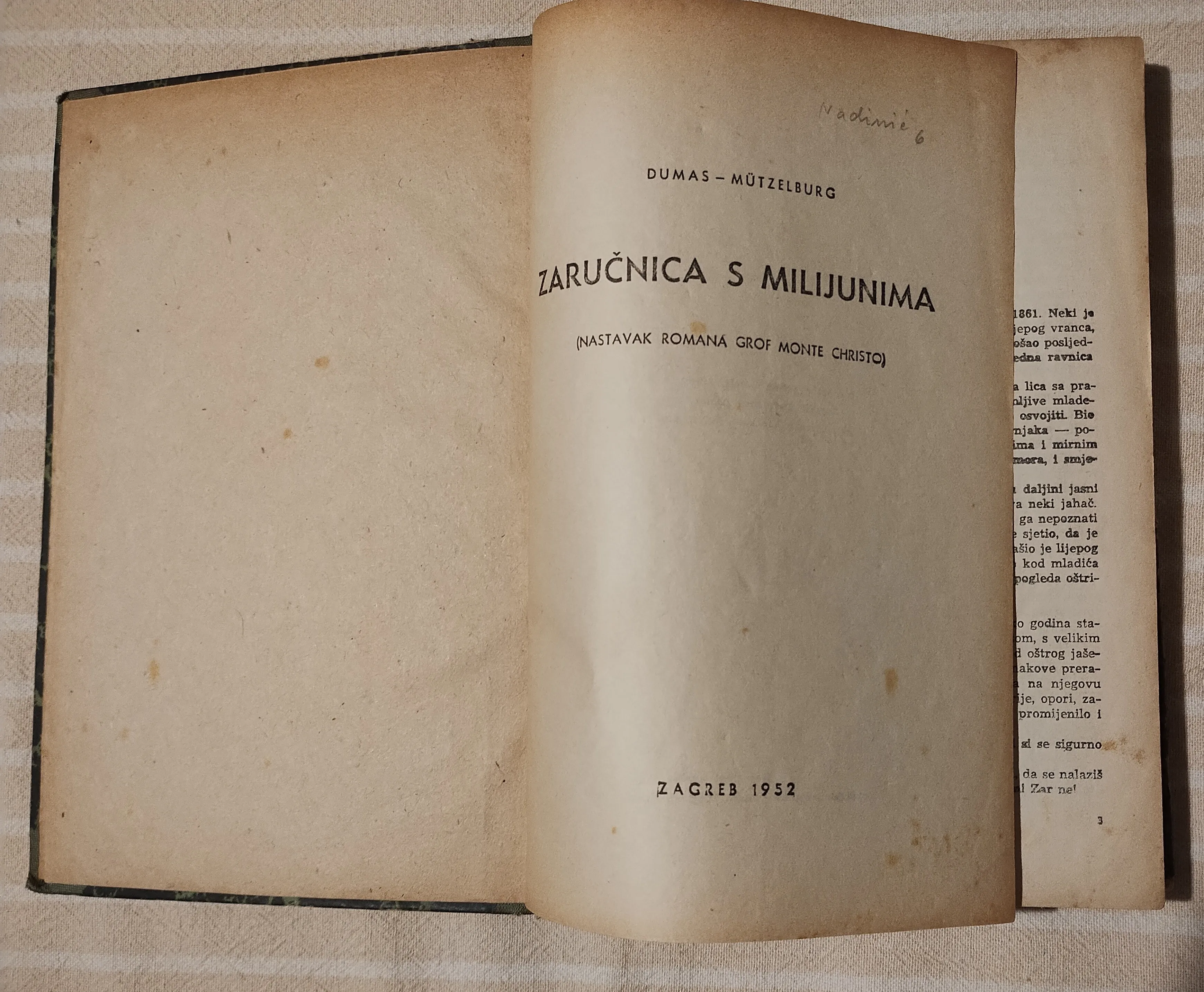dumas zaručnica s milijunima nastavak grof monte christo zagreb 1952 - slika 2