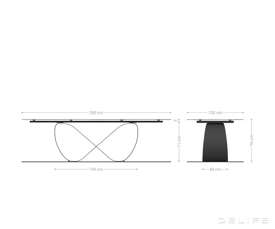 blagovaonski stol edge 280x130cm, materijal: keramika minas melange - slika 8