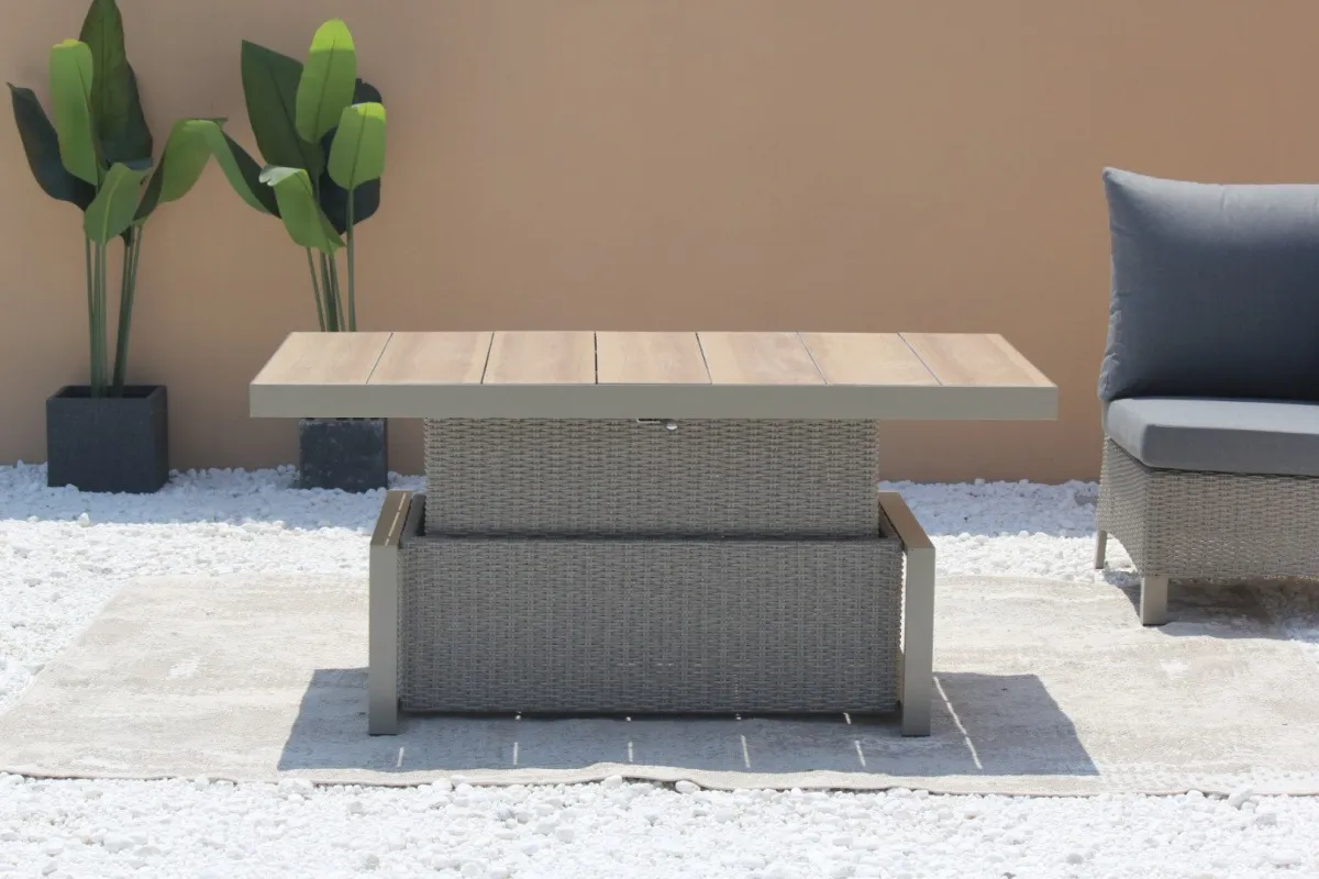 garden furniture rattan corners + adjustable table with cera - slika 2