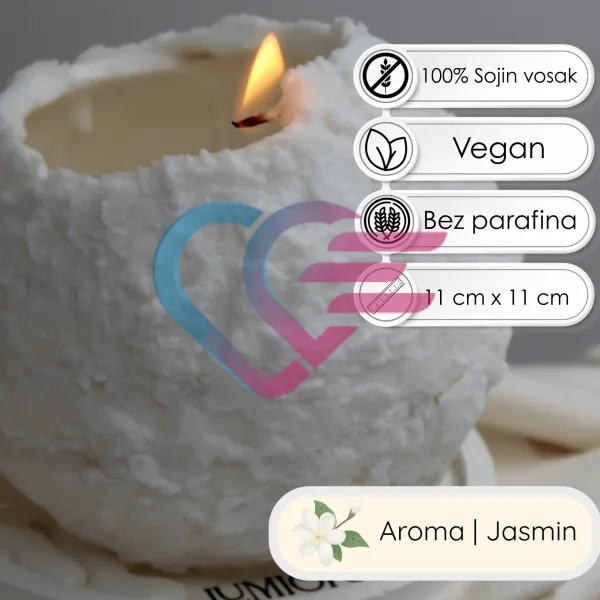 svijeća mirisna sa spiralnim gorenjem “snow ball” jasmin - slika 2