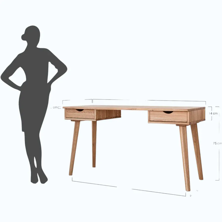 uredski stol simona 138x55 cm, materijal: masivno drvo hrast - slika 2