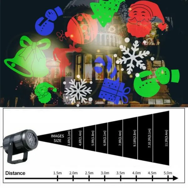 božićni led projektor sa 16 motiva - holidate night - slika 3