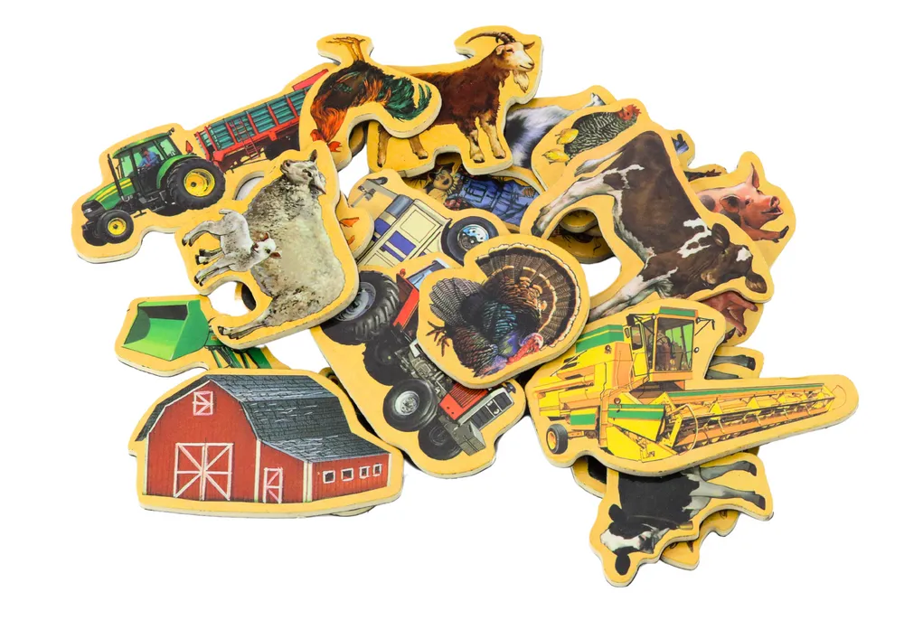 set of wooden magnets, home animals, agricultural machines, 20 pieces - slika 2