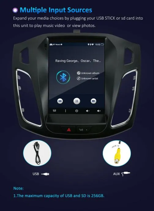 ford focus 2012 - 2017 tesla style original android gps wifi - slika 9