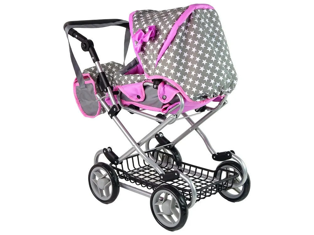 kolica za lutke 2u1 carrier bag - siva - slika 7