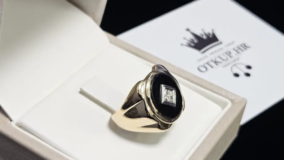 zlatni prsten s dijamantom 0.14ct 14k / r1, rate ! - slika 4