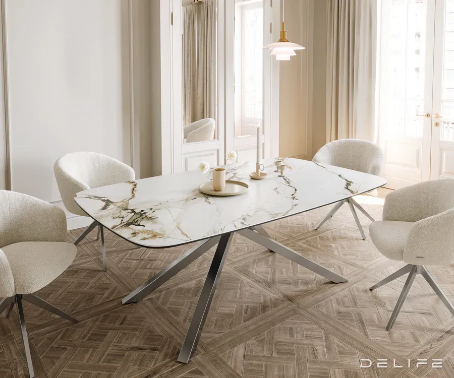 blagovaonski stol edge 200x100cm, materijal: keramika calacatta luxe - slika 4
