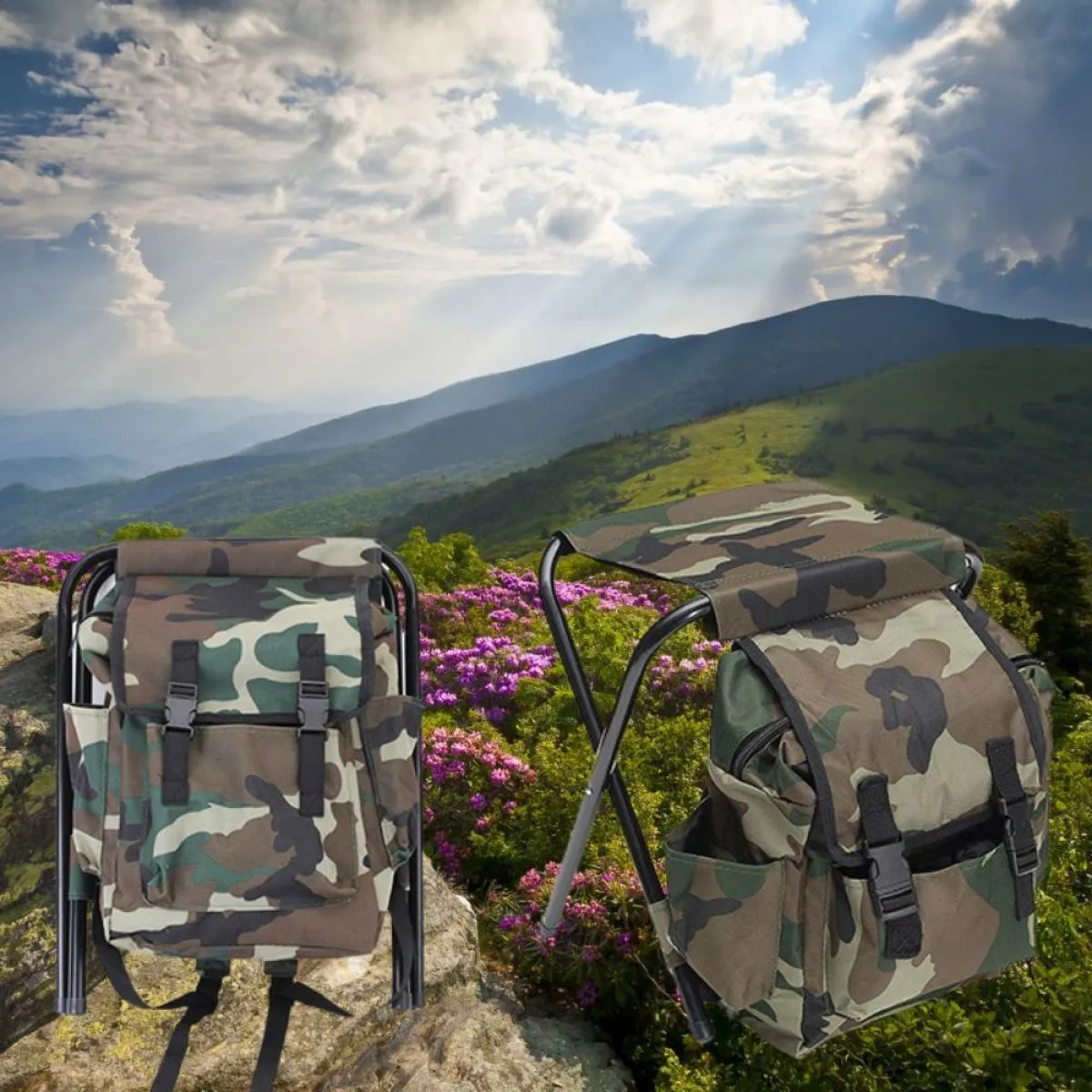 ruksak sa prijenosnom sklopivom stolicom - hiking trail - slika 4