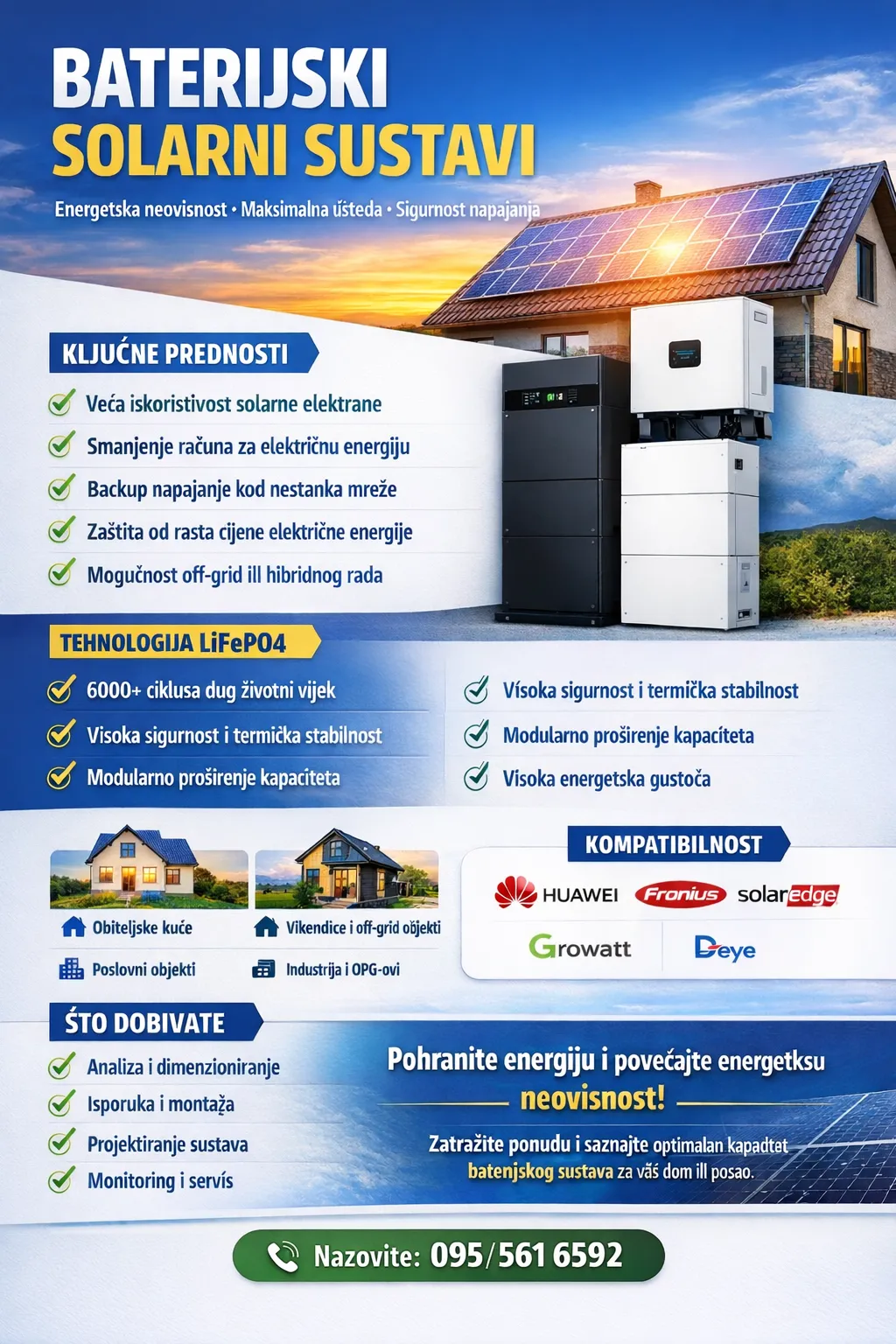 hibridna solarna elektrana 8 kw s deye inverterom i baterijom - slika 4
