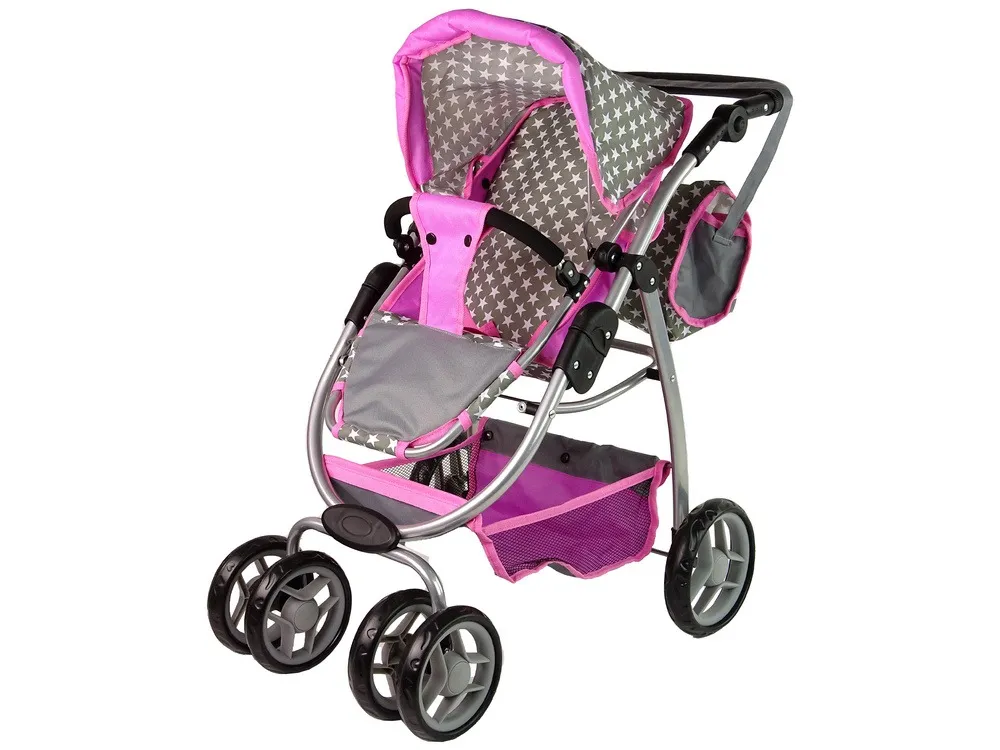 kolica za lutke 2-in-1 carrycot stars - siva - slika 5