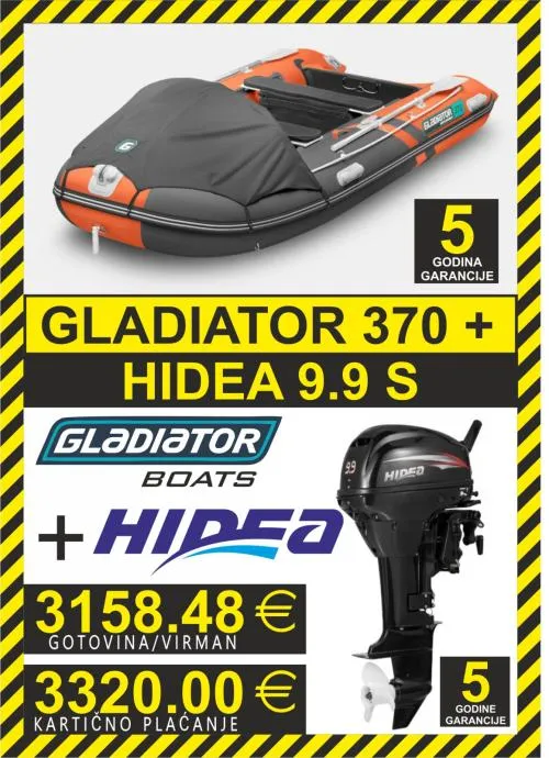 set gumenjak gladiator 370 + motori hidea - slika 6