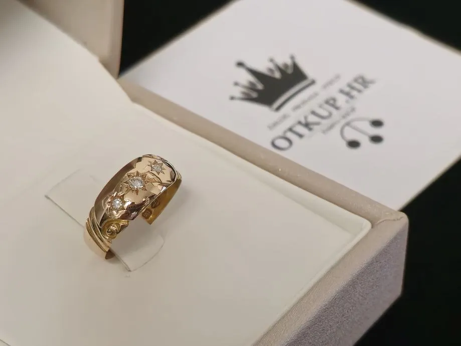 zlatni prsten (15k) s dijamantima 0,08ct / r1, rate ! - slika 5
