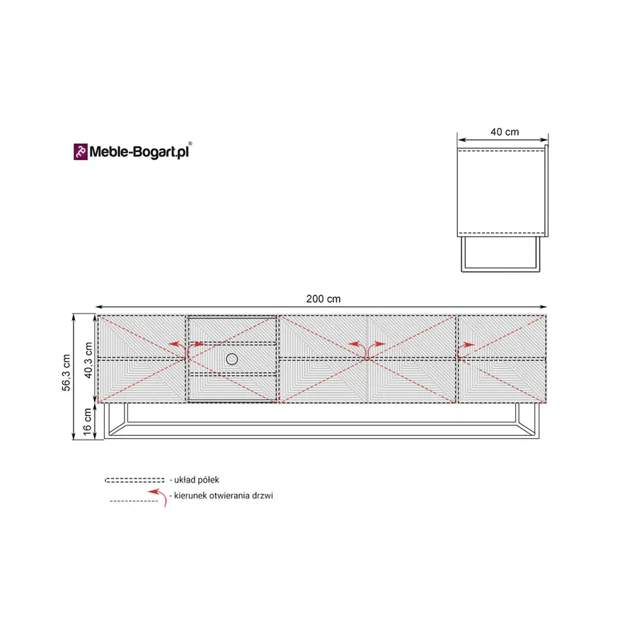 komoda asha 200cm, materijal: hrast - slika 5