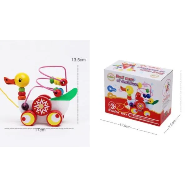 drvena patka guralica labirint s kuglicama - slika 4