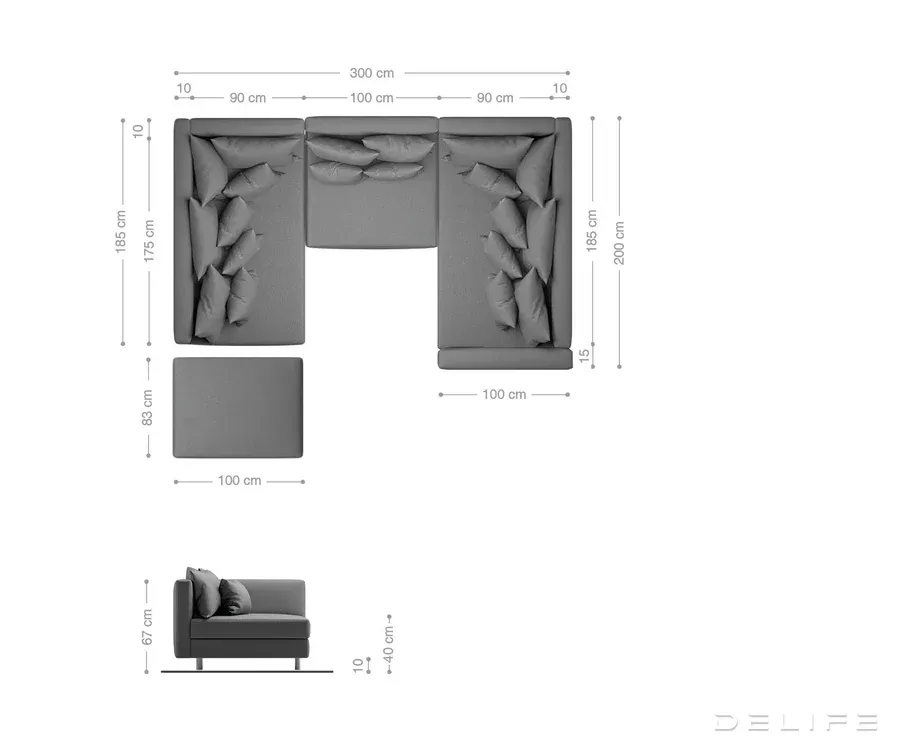 kutna garnitura clovis 300x200cm, materijal: strukturirana tkanina - slika 9
