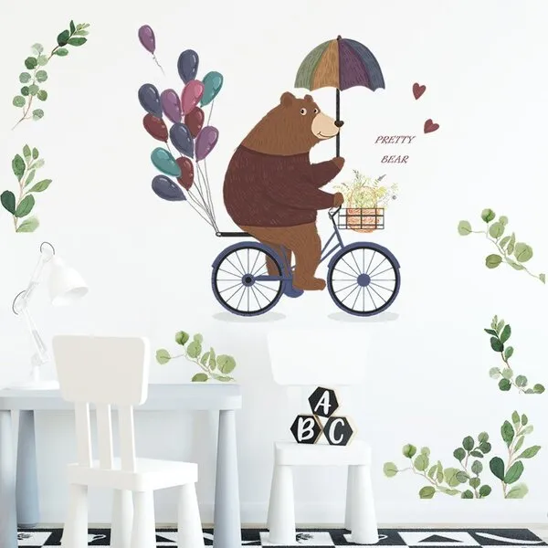 zidna naljepnica bear riding bicycle - slika 2