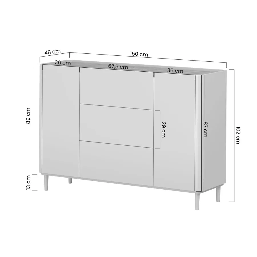 komoda elivo 150cm, materijal: mdf,melaminska ploča - slika 7
