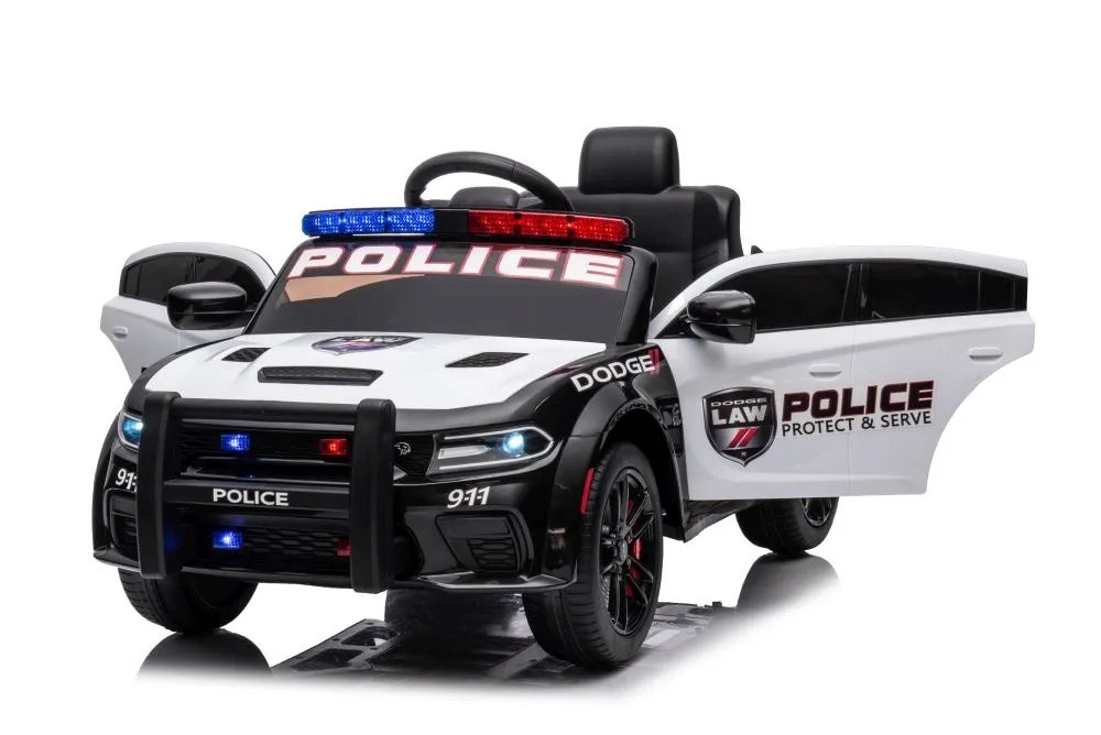 licencirani policijski auto na akumulator dodge charger - crno/bijeli - slika 7