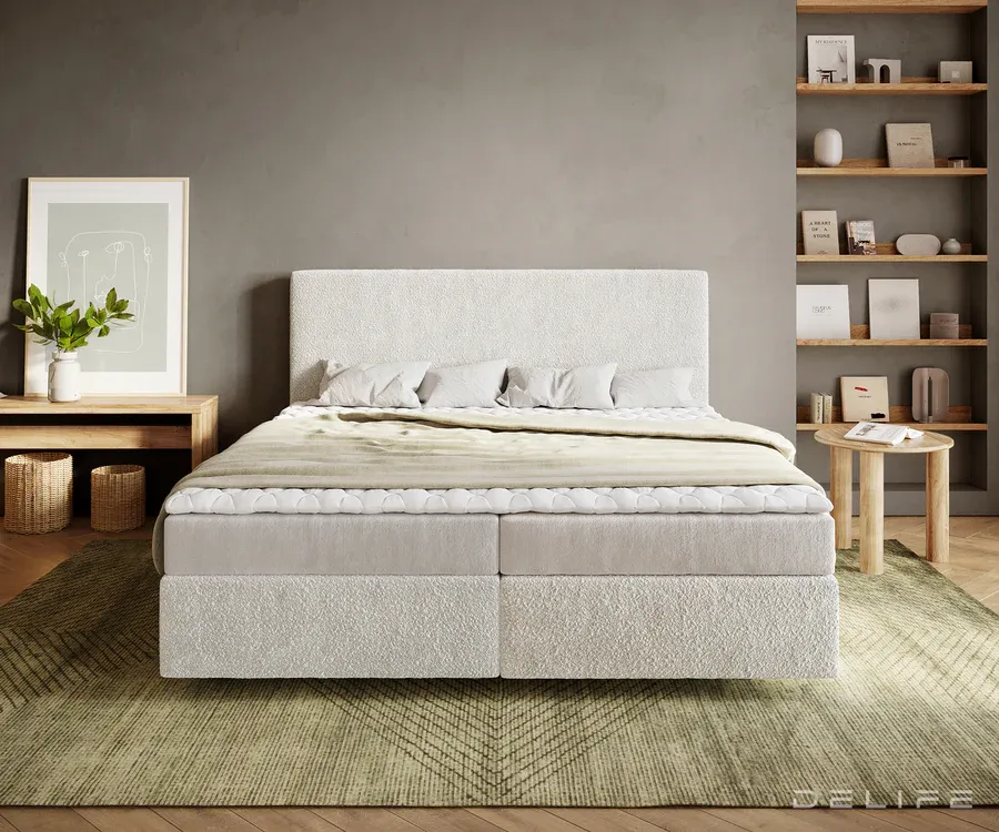 box spring krevet dream-well, materijal: boucle - slika 2