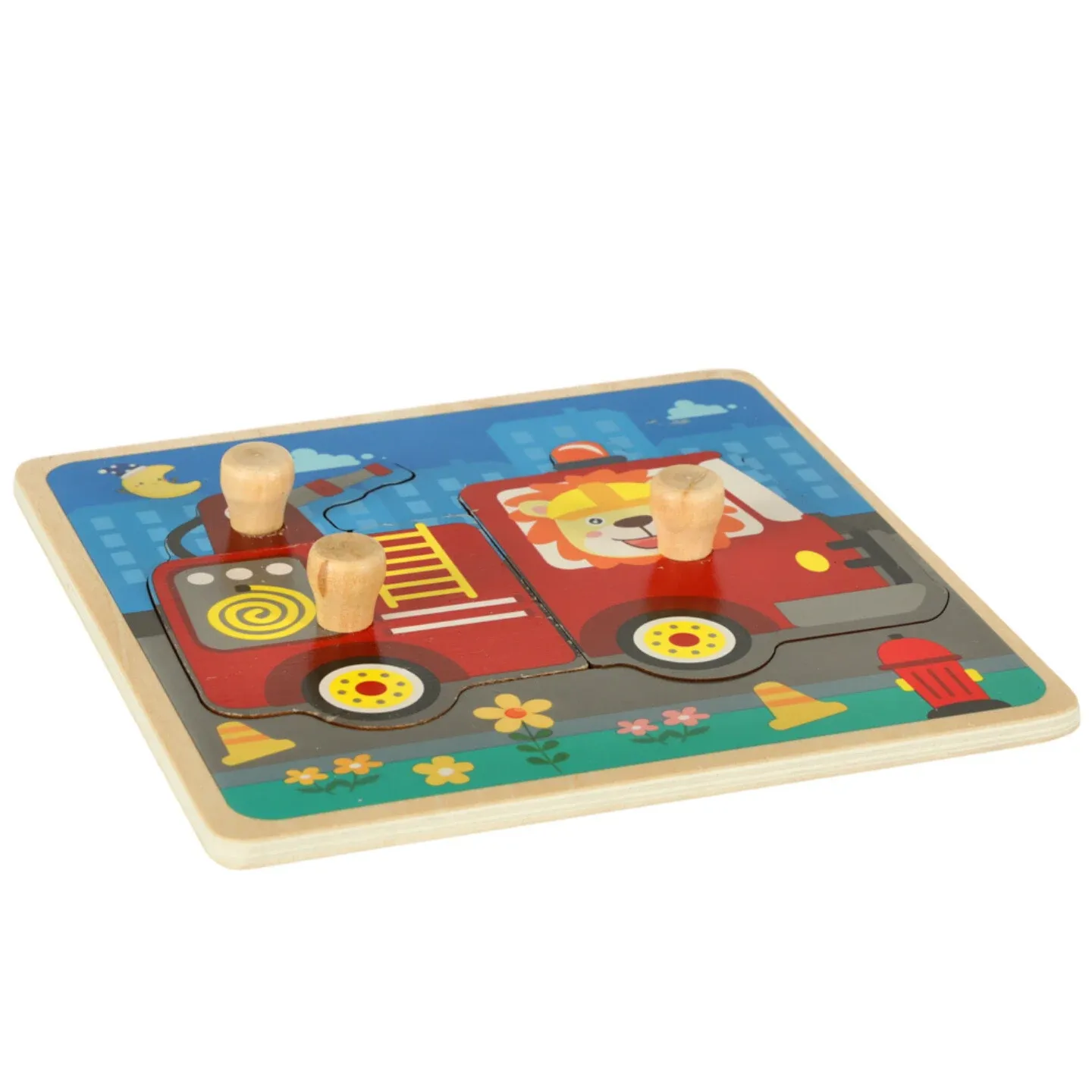 puzzle drvene – vatrogasna postaja s drškom za slaganje - slika 2