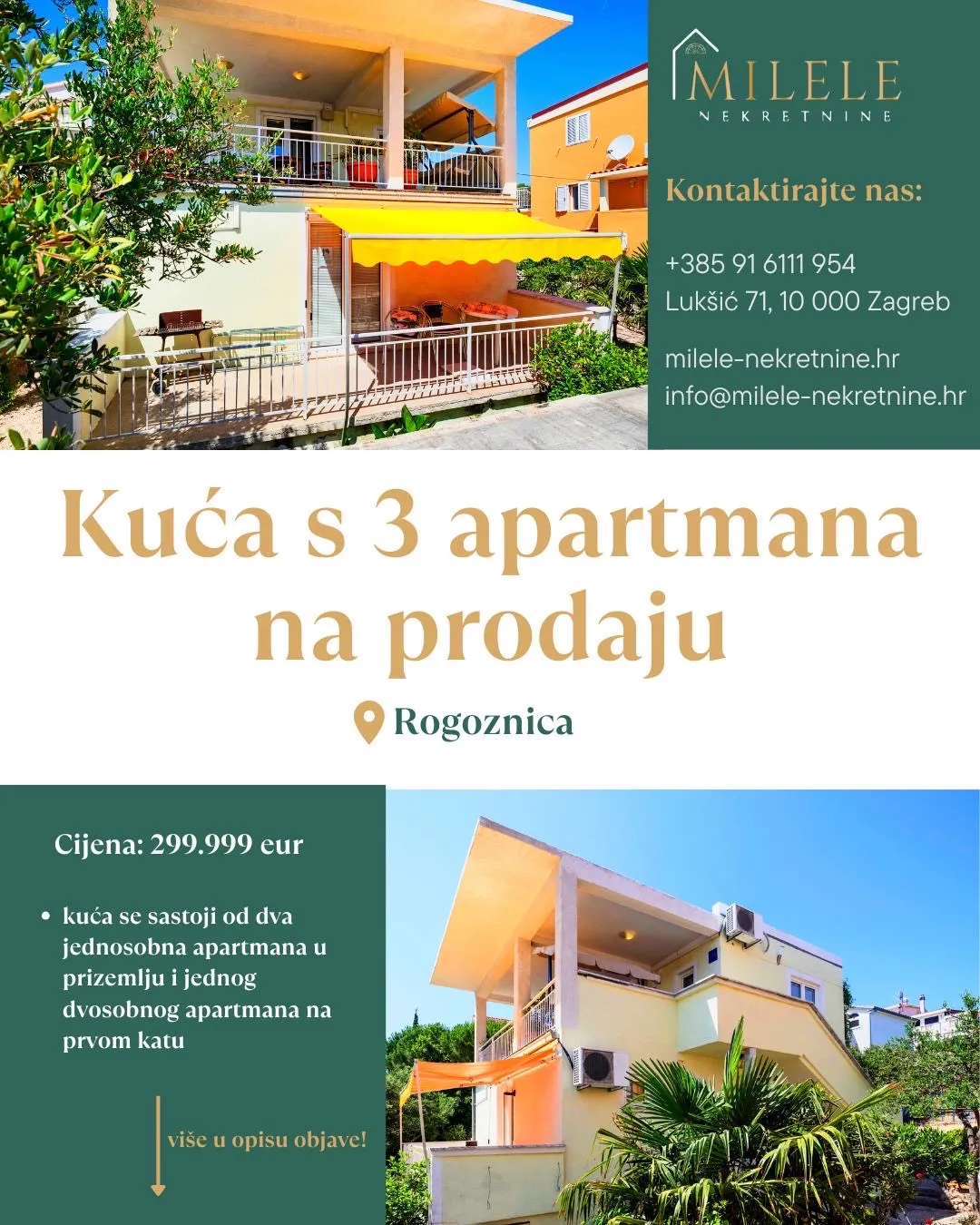 kuća sa 3 apartmana rogoznica - slika 2
