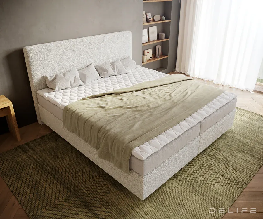 box spring krevet dream-well, materijal: boucle - slika 4