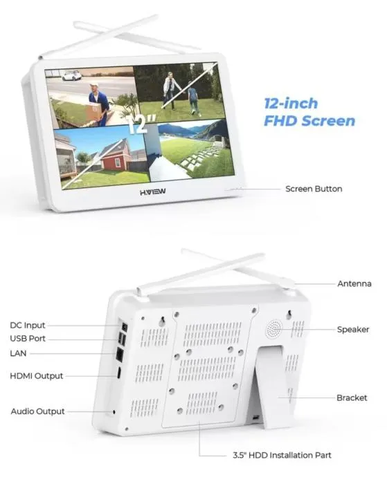 video nadzor 4 kamere wifi bežične okretljive + monitor + 2tb disk - slika 9