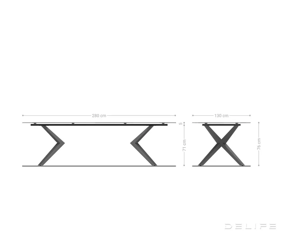 blagovaonski stol edge 280x130cm, materijal: keramika na staklu - slika 8