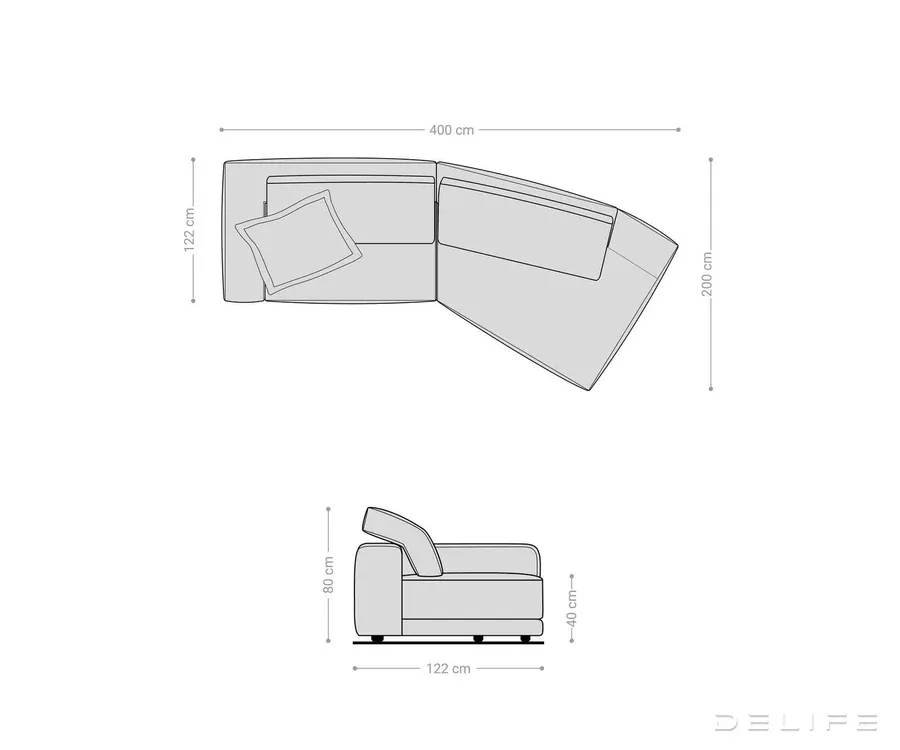 sofa snoosh 400x200cm, materijal: strukturirana tkanina - slika 9