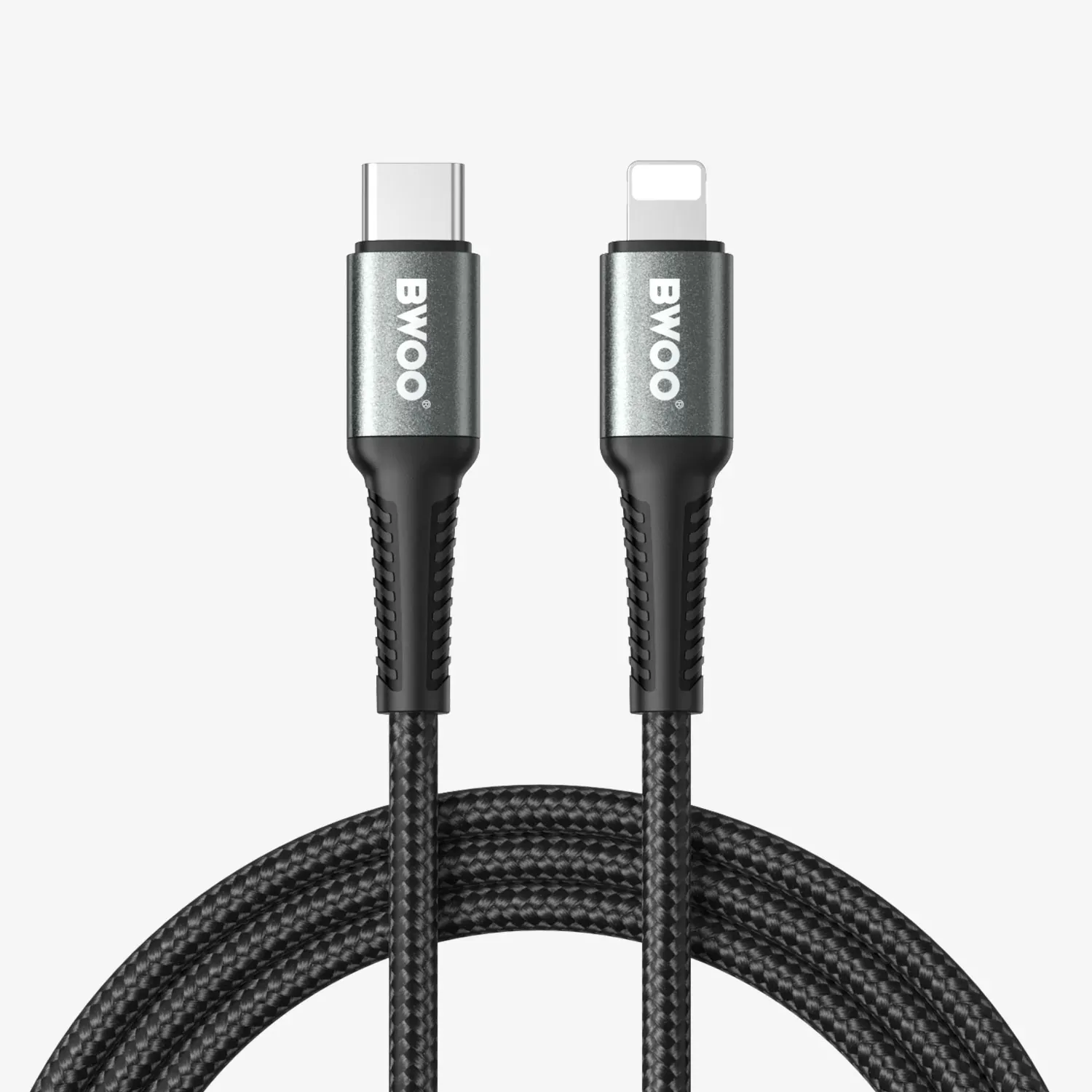 usb-c na lightning alu pleteni kabel za brzo punjenje pd 27w-1m max bwoo - slika 1