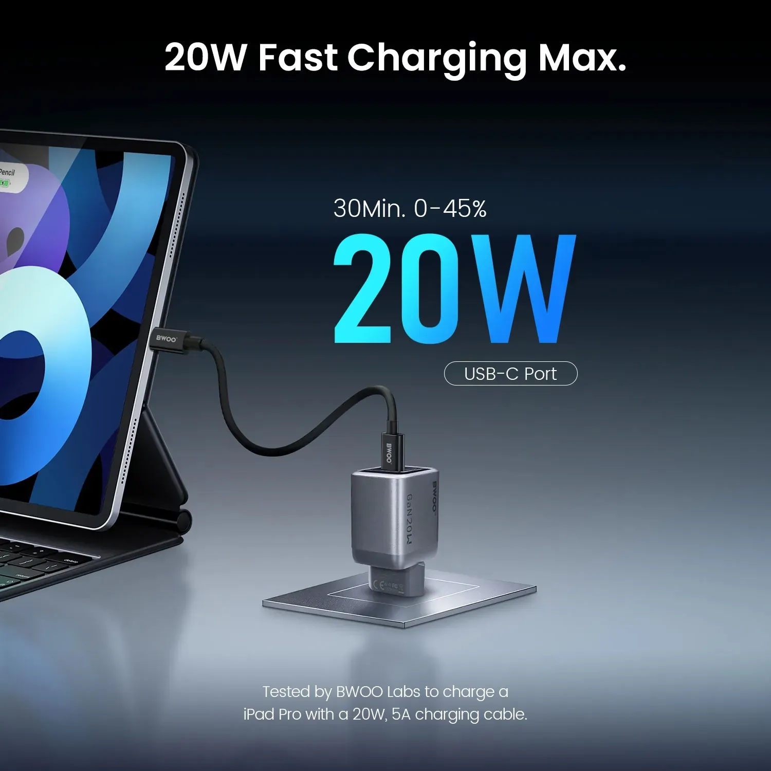 bwoo ganex 20w usb-c gan punjač,otporan na vatru i plamen - slika 2