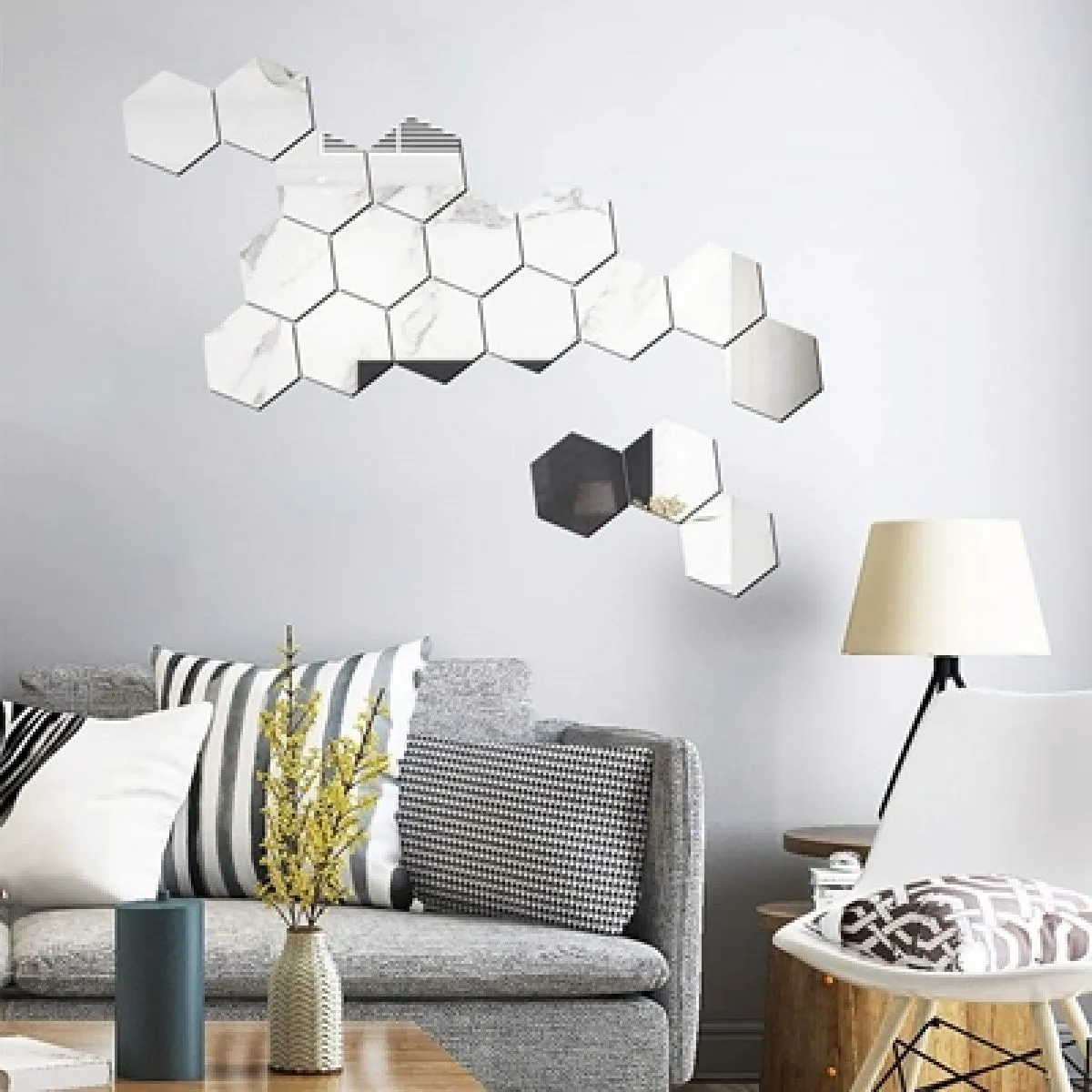 3d hexagon zrcalne naljepnice - ogledala 12 komada - slika 8