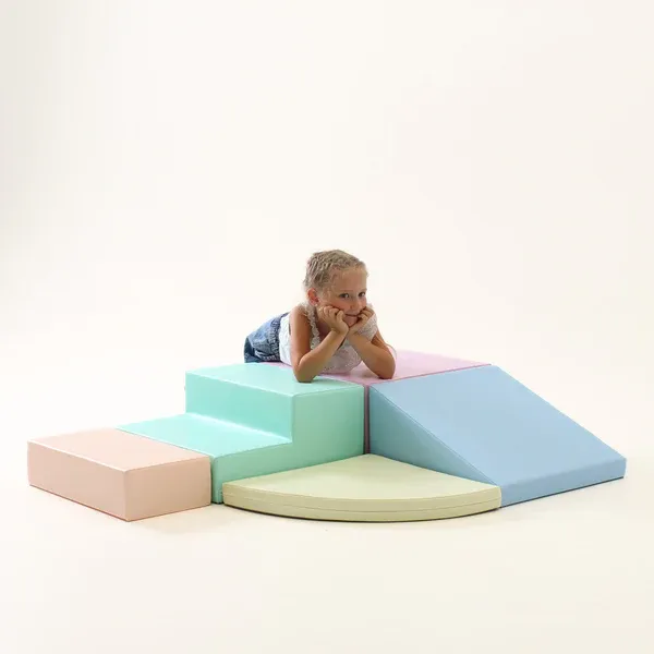 set pjenastih blokova soft play 5-svijetlo pastelna kutna penjalica xl - slika 2