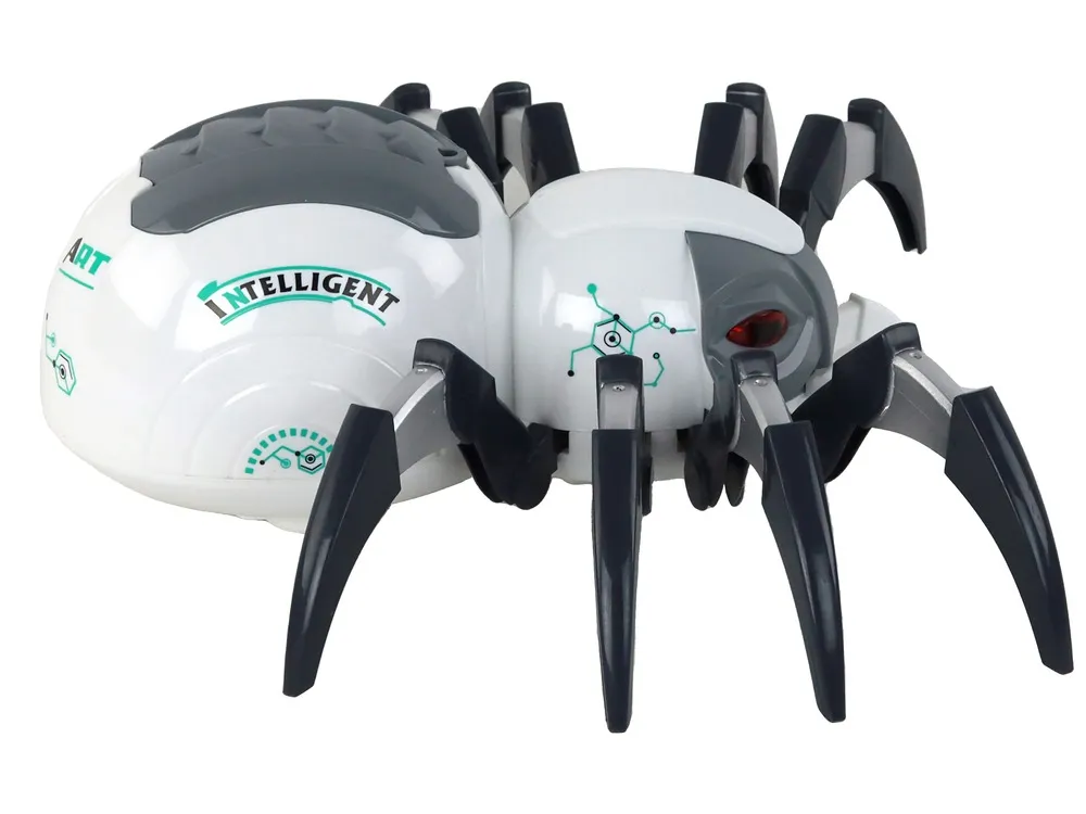 large remote controlled rc spider, battery operated, white and gray - slika 3