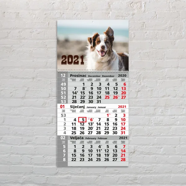 Trodjelni kalendar sa fotografijom ljubimca - Osijek