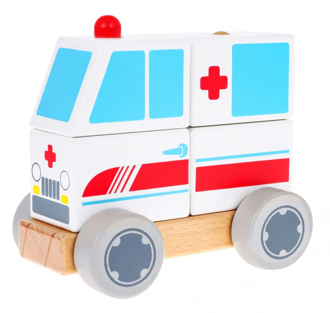 drveni edukativni kombi hitne pomoći za sastavljanje - ambulance - slika 2