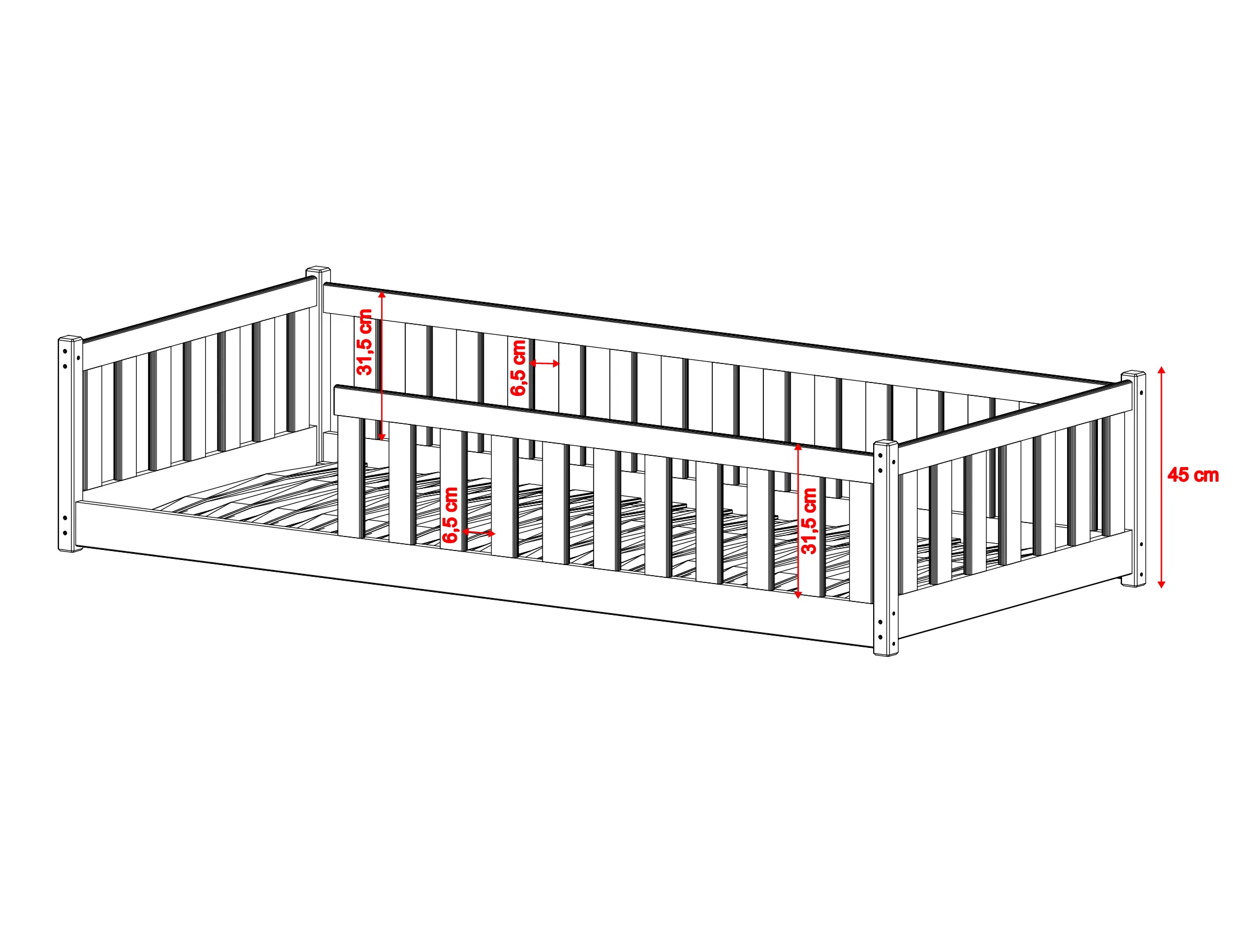 niski montessori dječji krevet bella 160×80 - slika 3