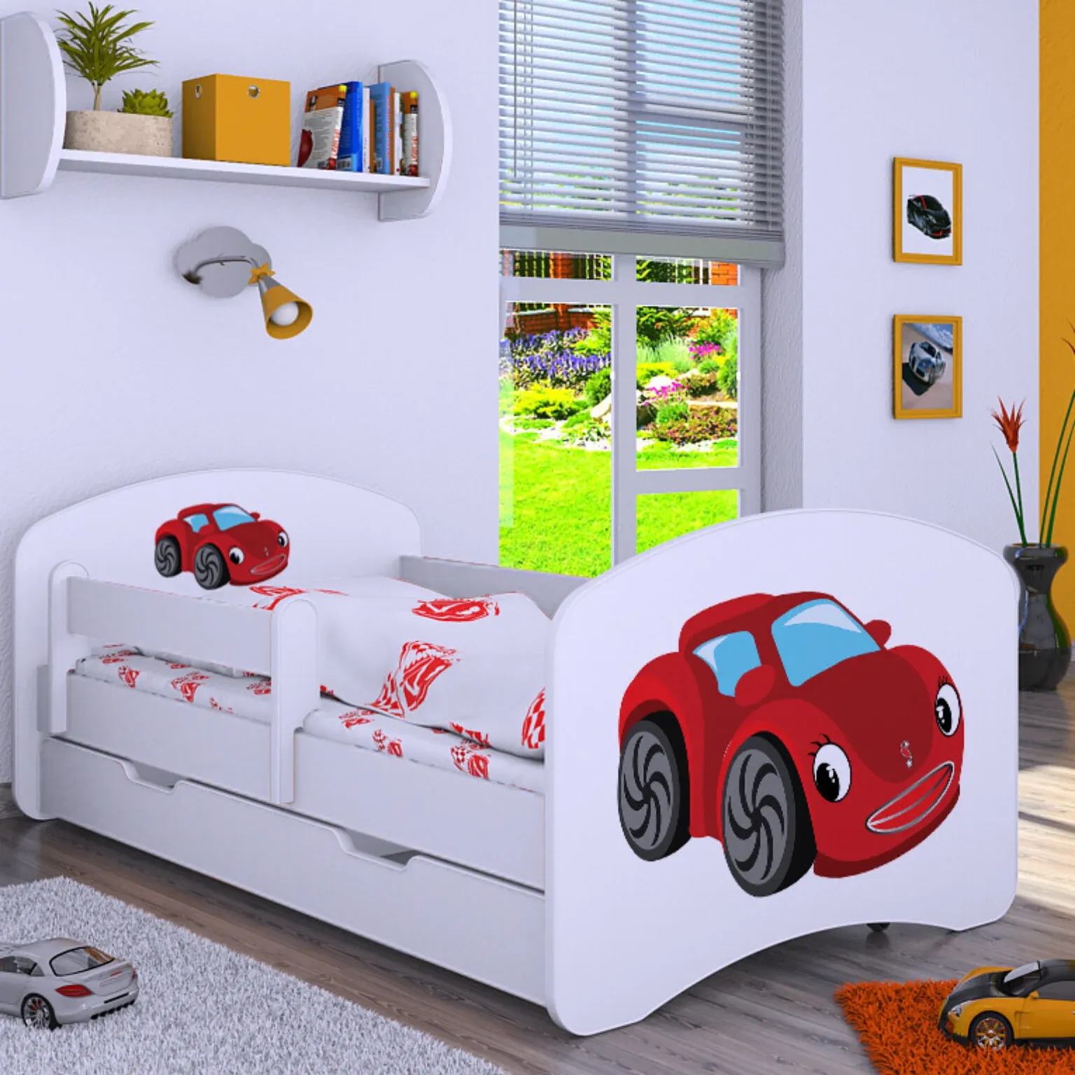 Drveni dječji krevet Happy autić s ladicom – 160×80 - Nedeljanec, Vidovec