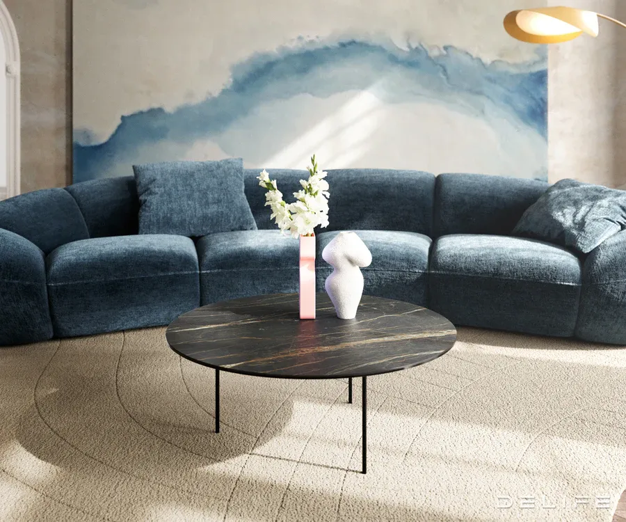 klub stolić edge 90x90cm, materijal: keramika laminam noir desir - slika 2