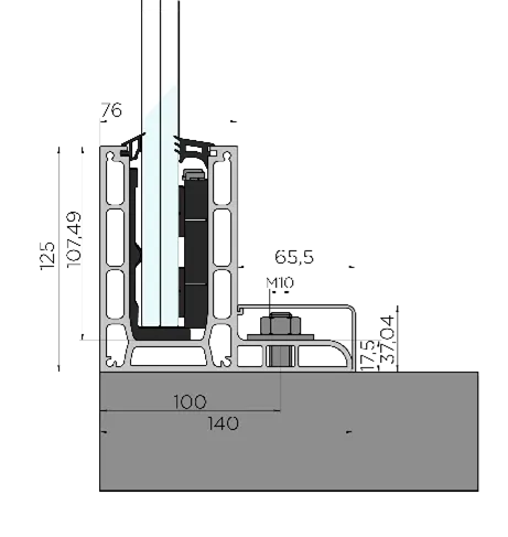 kontinuirana aluminijska vodilica za staklene ograde bv 9900l - slika 2