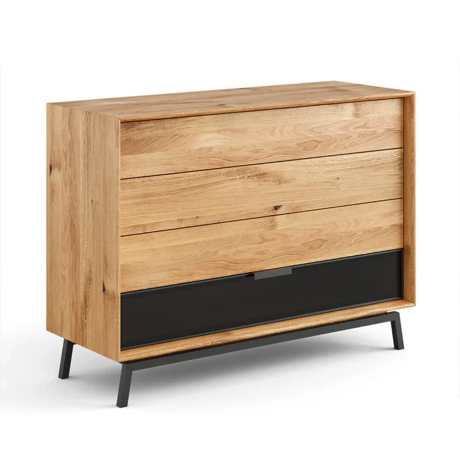 Komoda Modern Loft 120,50x45cm Sa Staklom,Materijal:Masivno Drvo Hrast - Čakovec