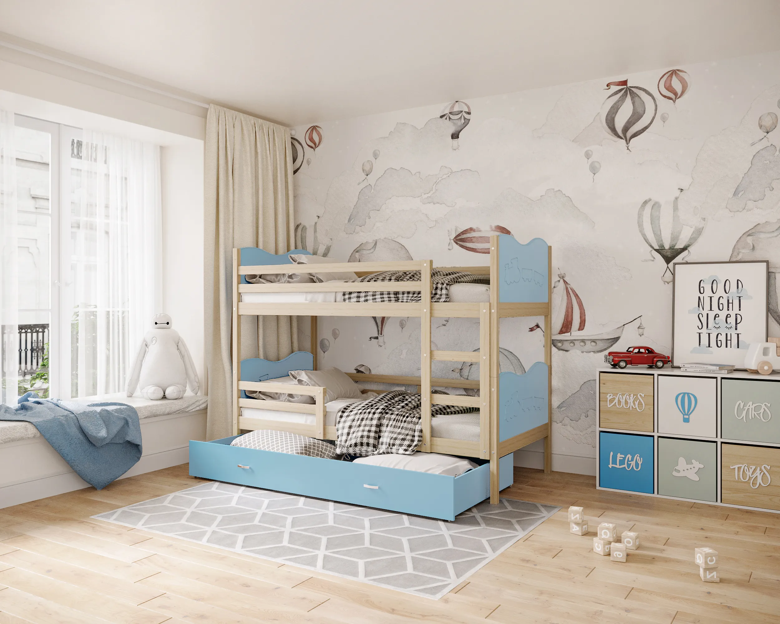 dječji krevet na kat s motivom vlaka 200×90 – dječje sobe - slika 5