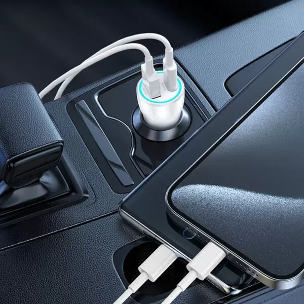 38w usb-c car charger auto punjač s 2 priključka, bijeli max bwoo - slika 2