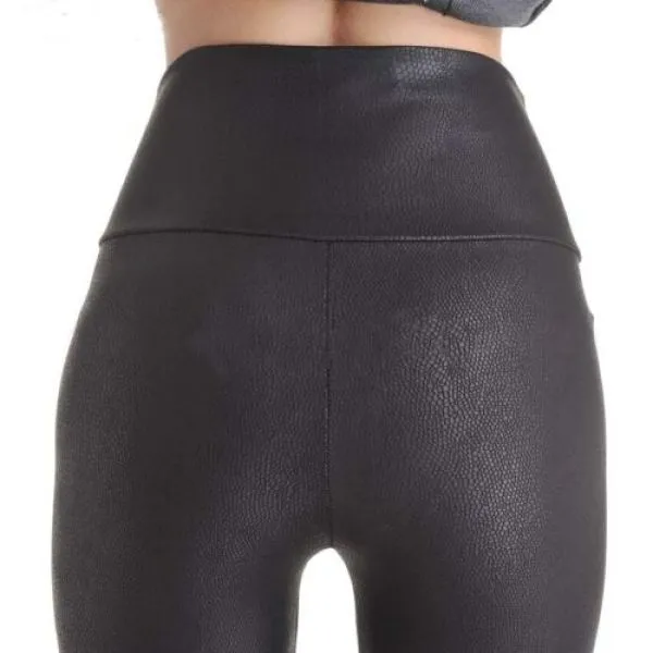 kožne tajice visokog struka - slim fit skinny - slika 8